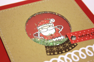 Santa Snow Globe Shaker Card - detail