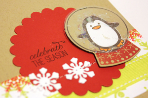Penguin Snow Globe Card - detail
