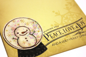 Peace, Love & Joy Snowman Globe Card - detail