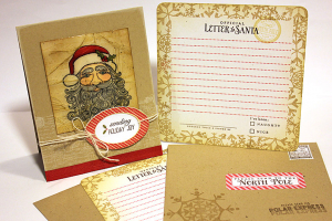 Letters to Santa & Holiday Santa Cracked Glass Card