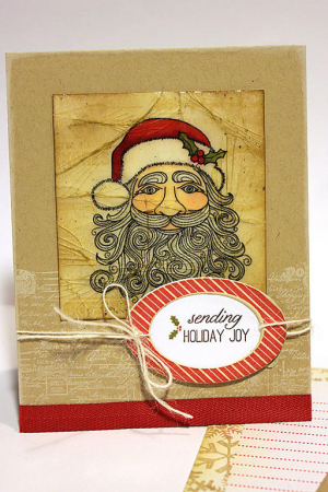 Holiday Santa Cracked Glass Card
