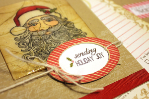 Holiday Santa Cracked Glass Card - detail