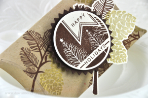 Happy Holidays pillow box detail