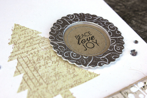 Peace Love Joy Tree Card - detail