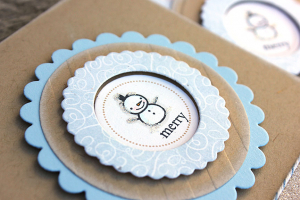 Merry Snowman Card & Tags - detail