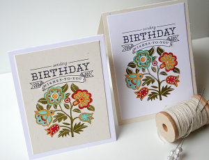 Folk Art birthday card set