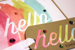 Watercolored Hello Card & Tag - detail