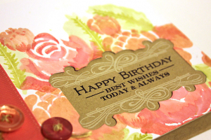 Watercolor Flowers Birthday Card - detail