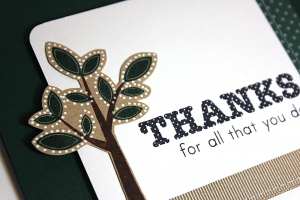 Dotted Tree Thanks Card - detail