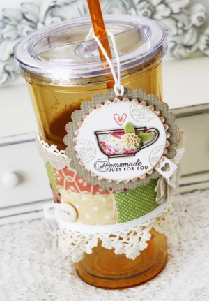 Homemade Just For You Coffee Cozy and Tag