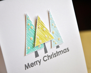Merry Christmas Tree Trio Card Detail