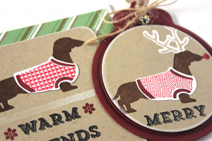 Warm Friends Cold Snow Card & Merry Dog Tag - detail