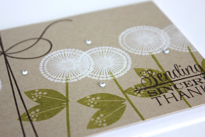 Tied Up Dandelions Card - detail