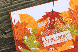 Leaf Pile Birthday Card - detail