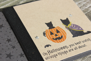 Strange Halloween Cats Card - detail