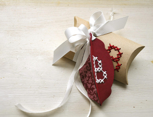 Monogrammed Pillow Box and Ornament Tag Ensemble