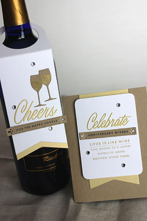 Anniversary Wishes Card and Wine Bottle Tag