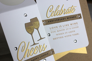 Anniversary Wishes Card and Wine Bottle Tag - detail