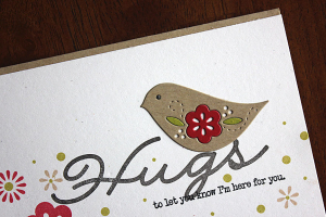 Bird on a Hug Card - detail