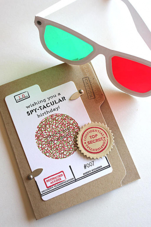 Classified Birthday Message Card & Glasses - detail