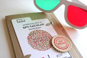 Classified Birthday Message Card & Glasses - detail