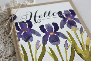 Watercolor Iris Card - detail