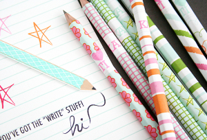 Write Stuff card and Customized Pencils