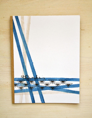 Indigo Striped Thanks Card