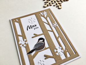 Miss You Chickadee Card - detail