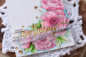 Watercolored Peony Birthday, Detail