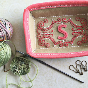 Monogrammed Rectangle Stitched Tray