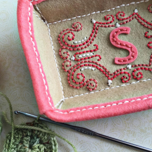 Monogrammed Rectangle Stitched Tray - detail