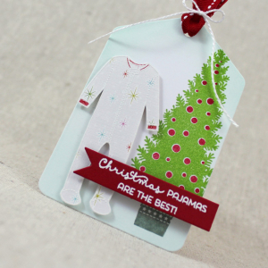 Christmas Pajamas Tag Close Up