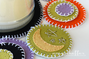 Penny Mat - Stitched Moon & Sketched Stars Detail