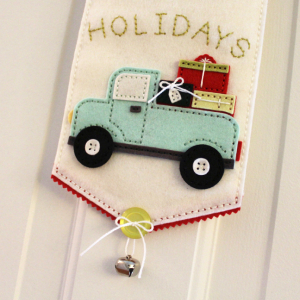 Happy Holidays Door Hanger - Truck & Bell