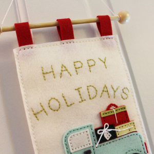 Happy Holidays Door Hanger - Stitched Greeting
