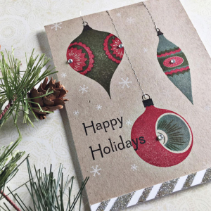 Happy Holidays Ornaments Card - detail