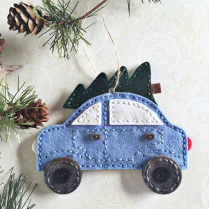 Stitched Tree Car Ornament