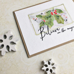 Believe in the Magic Holly Card - detail