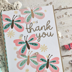 Thank You Butterflies Card - detail