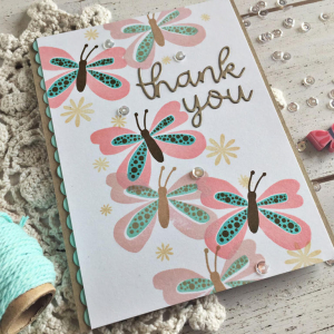 Thank You Butterflies Card - detail