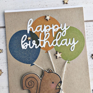Birthday Squirrel Card - detail