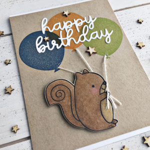 Birthday Squirrel Card - detail