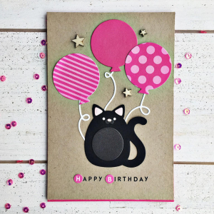 Birthday Balloon Cat Card