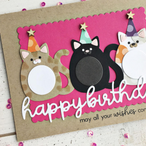 Happy Birthday Cat Party Card - detail
