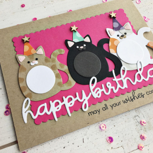 Happy Birthday Cat Party Card - detail
