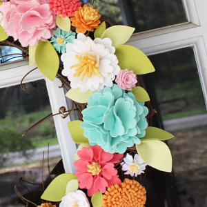 Felt Flower Wreath Close Up 2