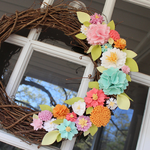 Felt Flower Wreath Close Up 1
