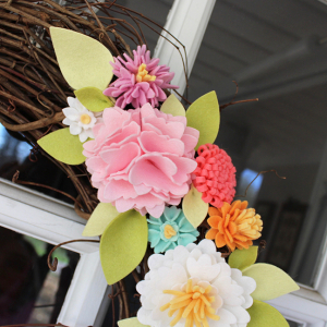 Felt Flower Wreath Close Up 3