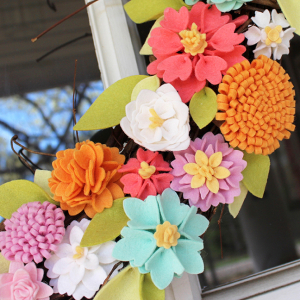 Felt Flower Wreath Close Up 4